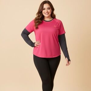 Adidas Pink and Dark Gray Athletic Top